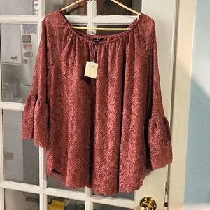 Brand newGeorge lace women's top with raffles sleeves dark peach orange. XXL